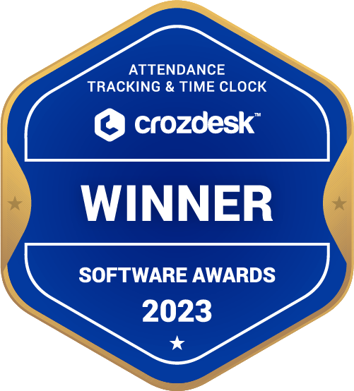 Attendance Tracking & Time Clock Software Award 2023 Winner Badge