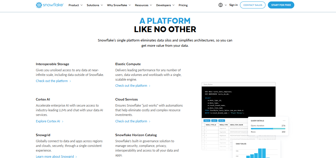  screenshot - Snowflake Review: Pros, Cons, Features & Pricing
