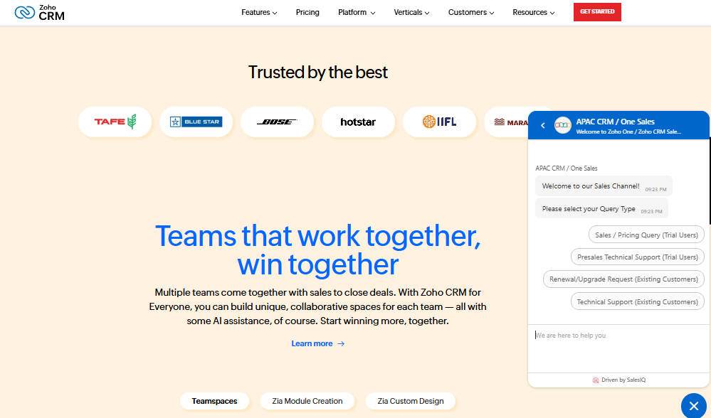  screenshot - Zoho-CRM-Bewertung: Vor- und Nachteile, Funktionen & Preise