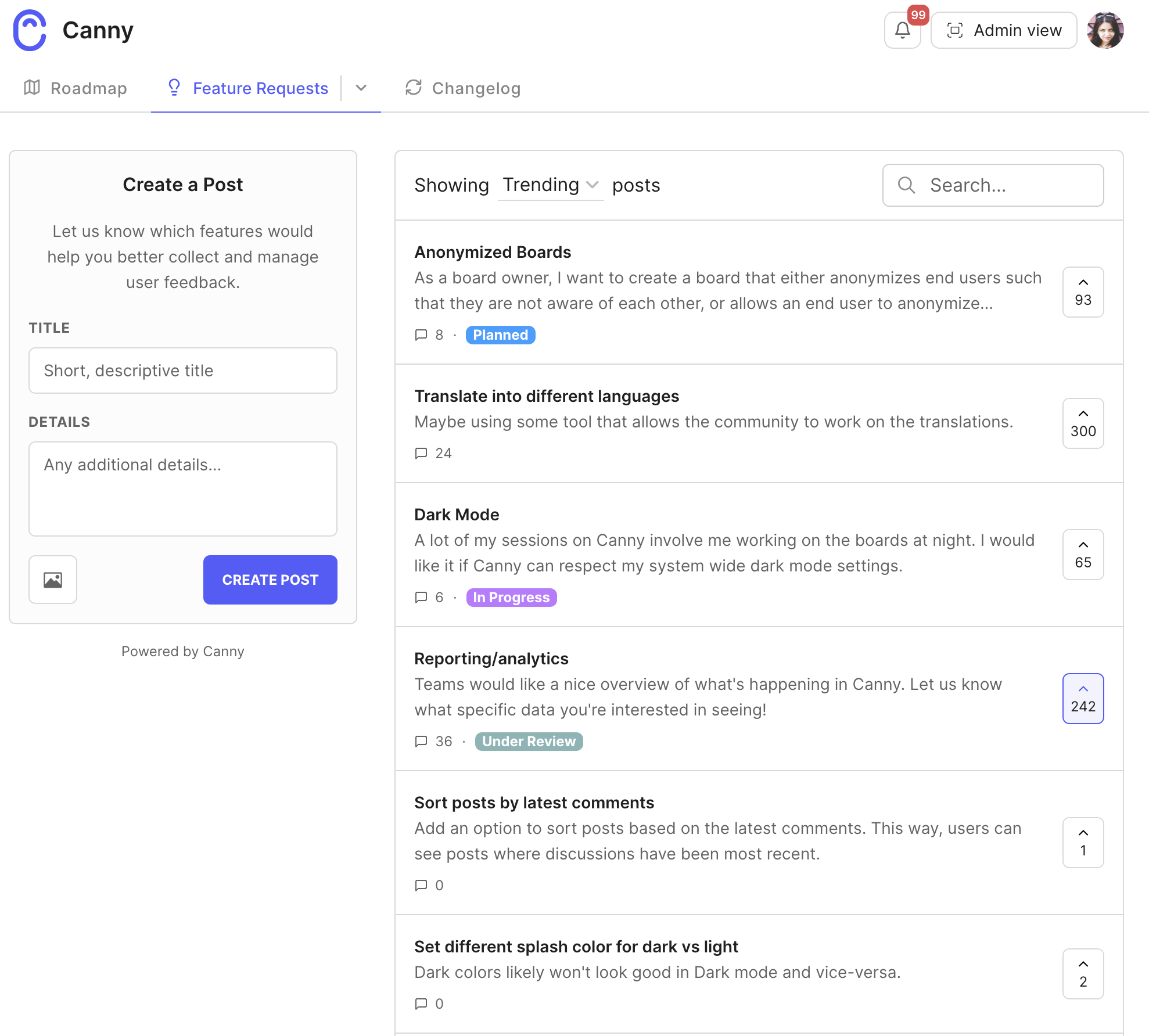  screenshot - Canny-Bewertung: Vorteile, Nachteile, Funktionen und Preise