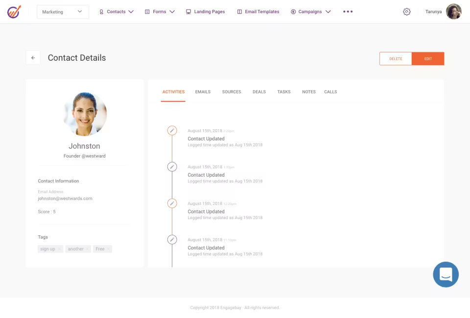  screenshot - EngageBay-Bewertung: Vor- und Nachteile, Funktionen und Preise