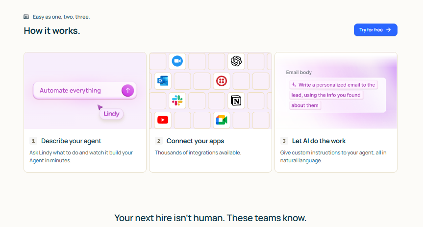  screenshot - Lindy Review: Pros, Cons, Features and Pricing