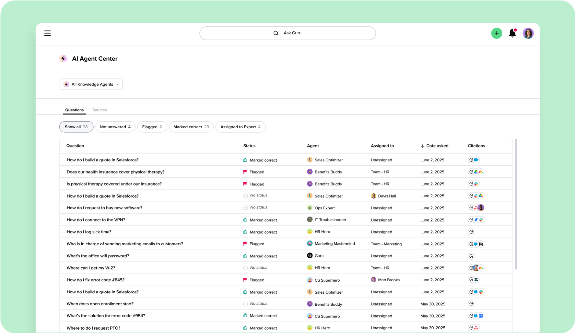 screenshot - Avis sur Guru : avantages, inconvénients, fonctionnalités et tarifs