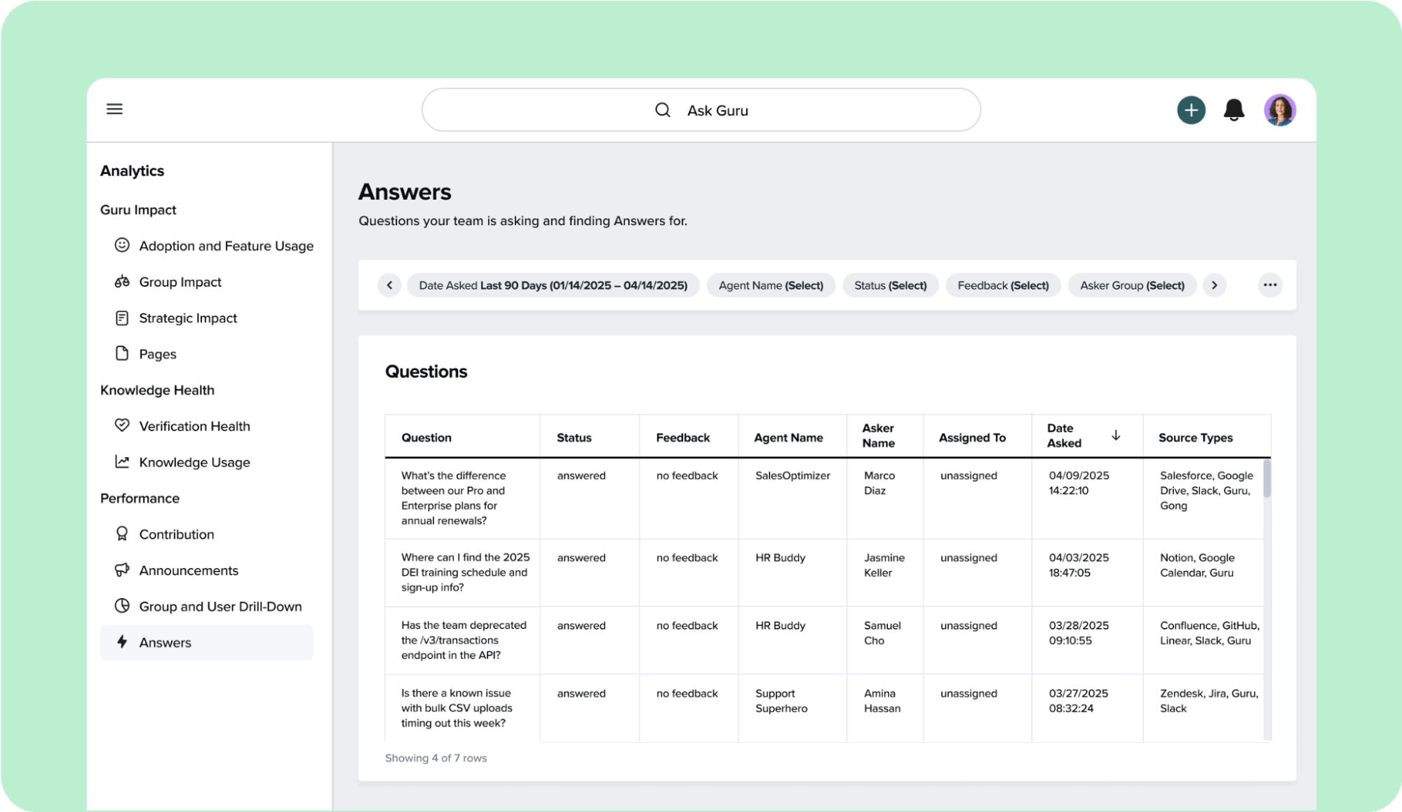  screenshot - Avis sur Guru : avantages, inconvénients, fonctionnalités et tarifs