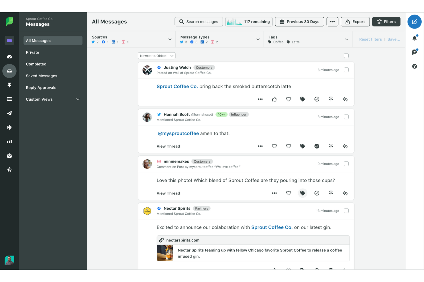  screenshot - Recensione di Sprout Social: vantaggi, svantaggi, funzionalità e prezzi