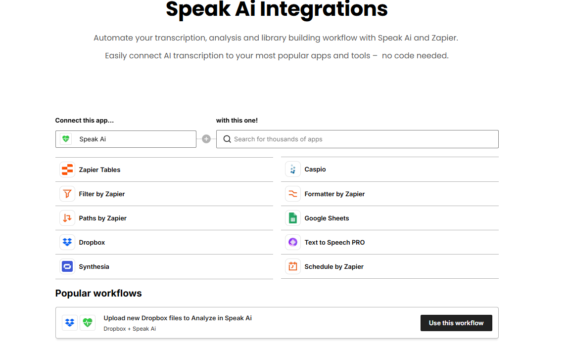  screenshot - Speak AI Review: Pros, Cons, Features, and Pricing