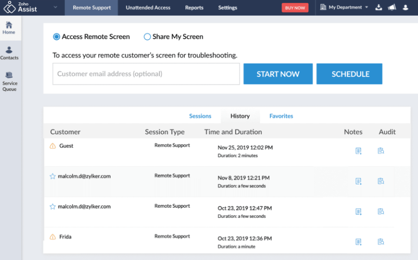  screenshot - Avis sur Zoho Assist : avantages, inconvénients, fonctionnalités et tarifs