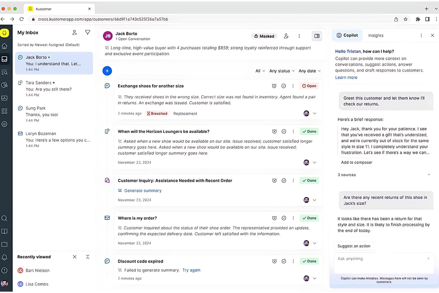  screenshot - Avis sur Kustomer : avantages, inconvénients, fonctionnalités et tarification expliqués