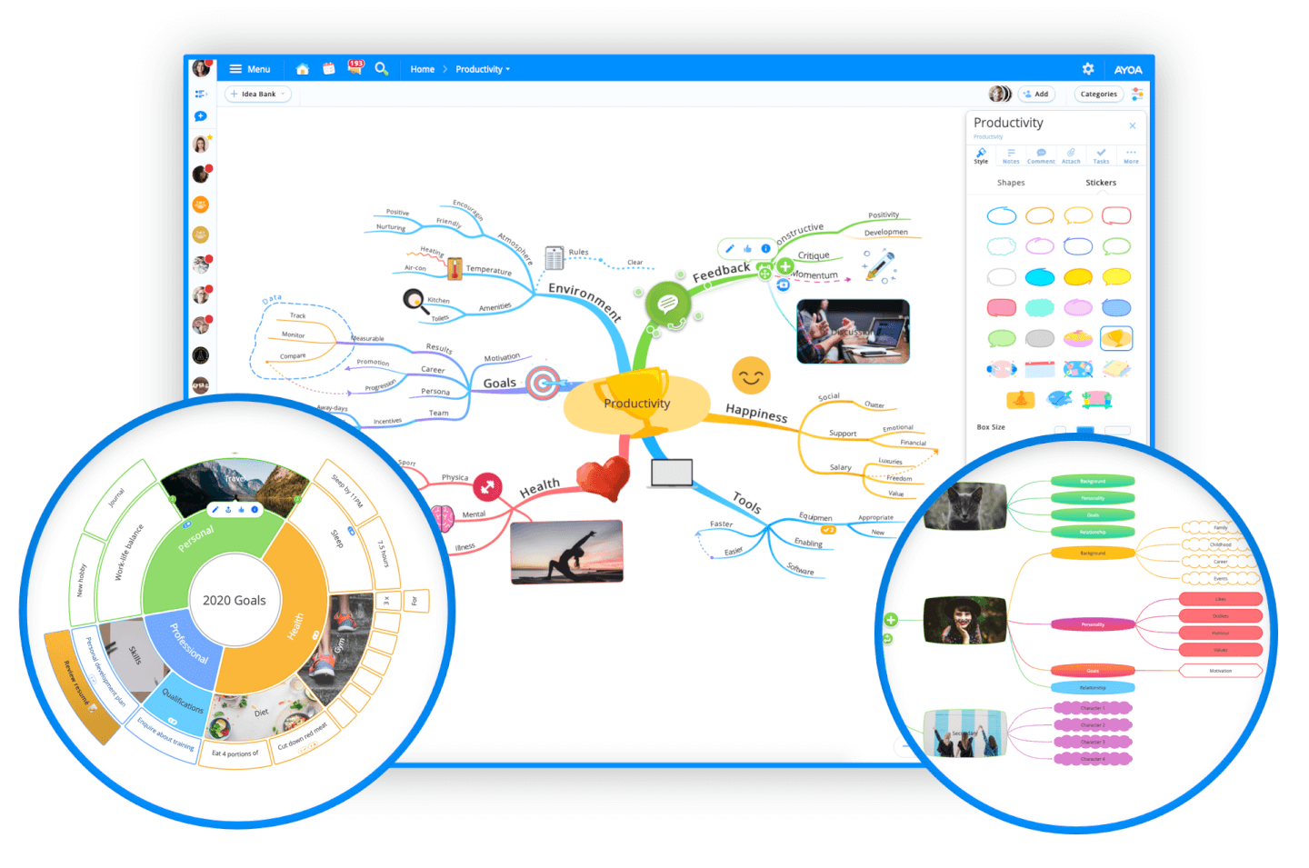 Ayoa screenshot - Los 10 Mejores Software de Mapas Mentales para Planificar Proyectos en 2024