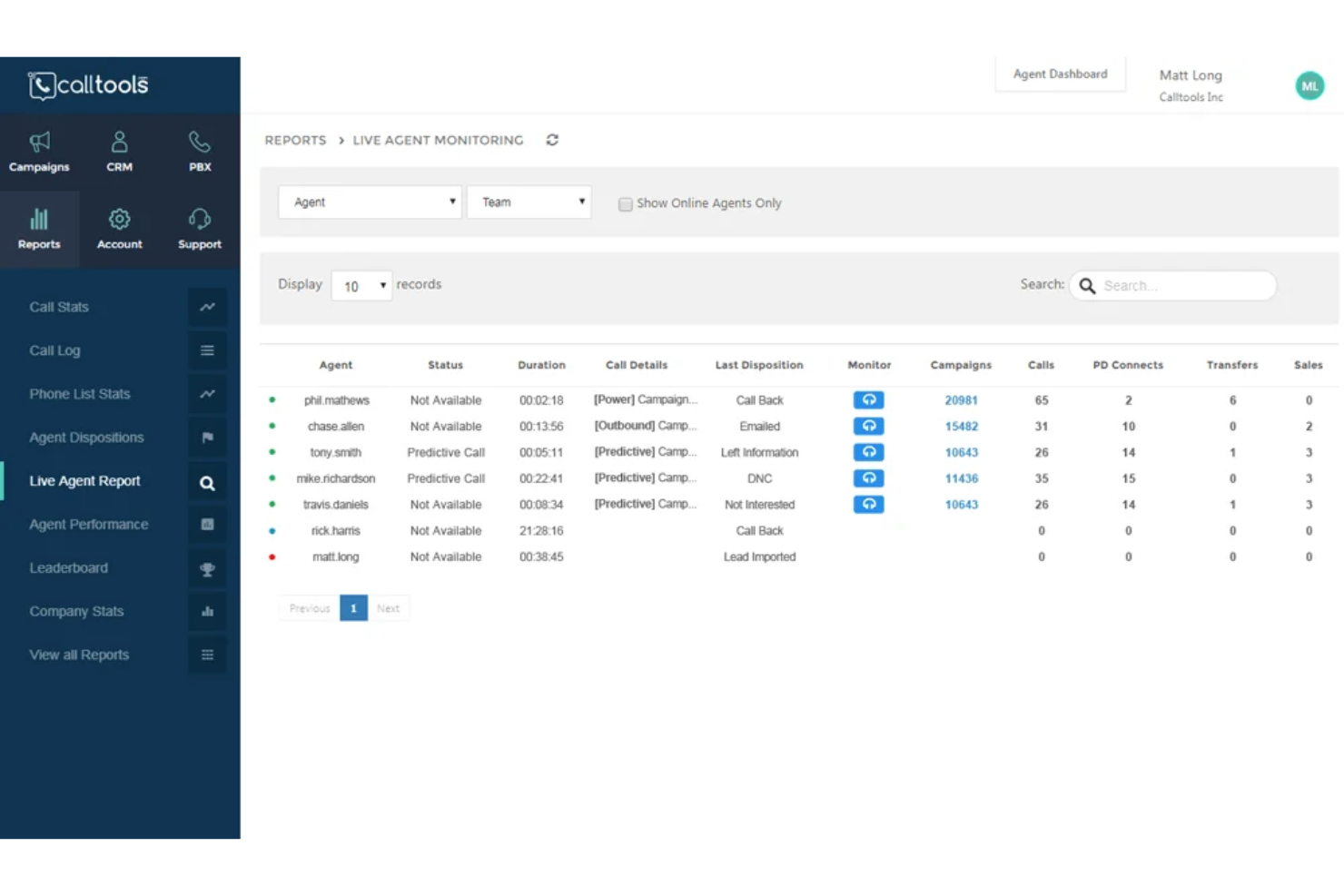 CallTools screenshot - 10 meilleurs logiciels de centre d’appels VoIP évalués en 2026