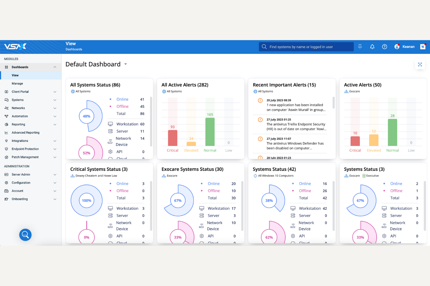 Kaseya VSA screenshot - 10 meilleures alternatives à NinjaOne pour la gestion informatique en 2026