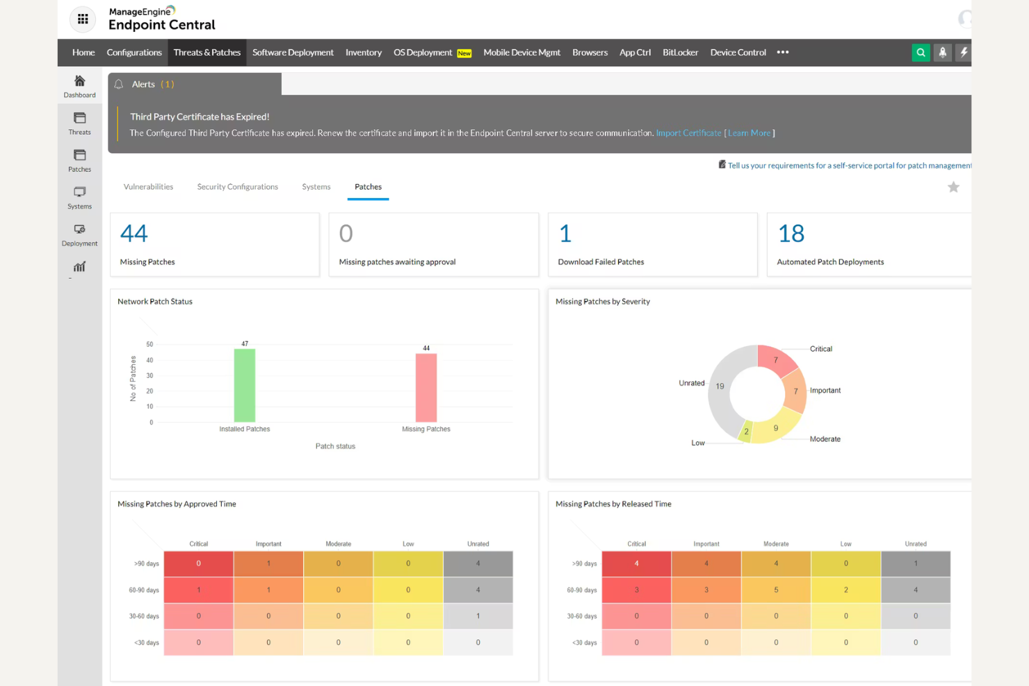 ManageEngine Endpoint Central screenshot - 10 meilleures alternatives à NinjaOne pour la gestion informatique en 2026