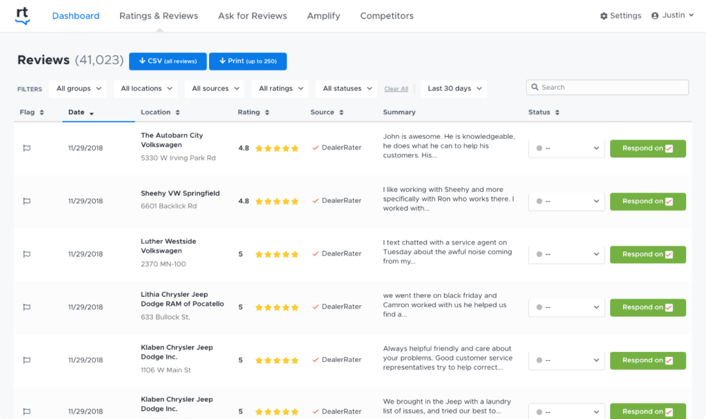 ReviewTrackers screenshot - Les 10 meilleurs logiciels de gestion des avis clients en 2026