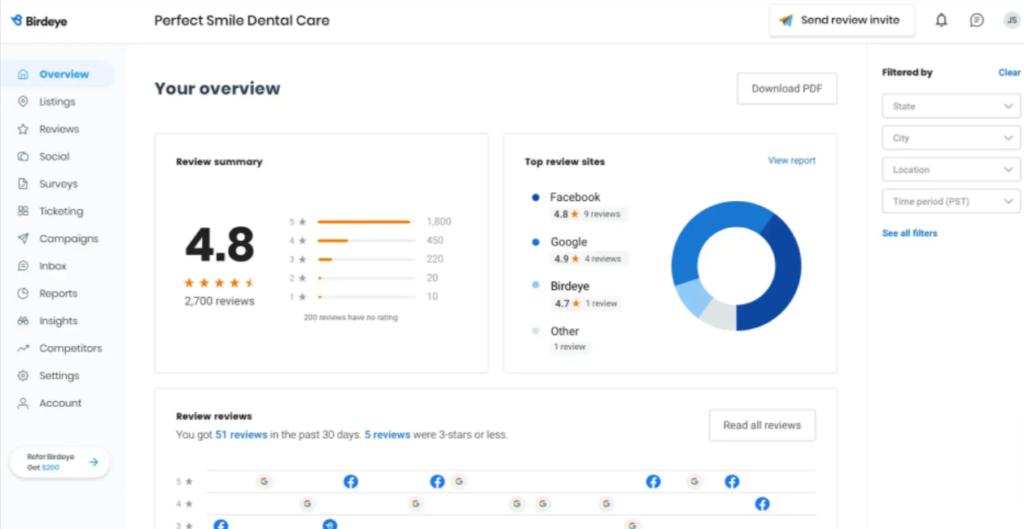 Birdeye screenshot - Les 10 meilleurs logiciels de gestion des avis clients en 2026