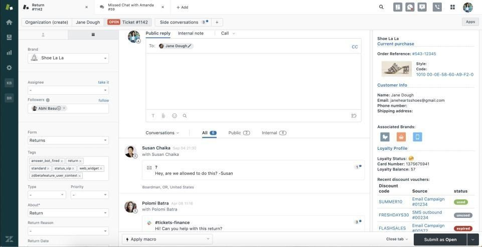 Zendesk screenshot - 10 meilleurs logiciels de gestion des e-mails du service client en 2026