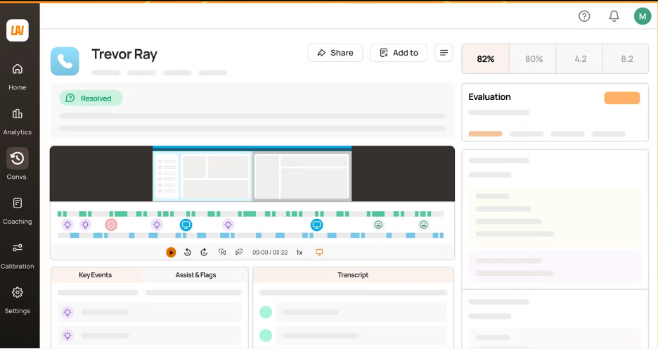 Level AI screenshot - Die 10 besten Bildschirmaufzeichnungssoftwares für Callcenter im Test 2026