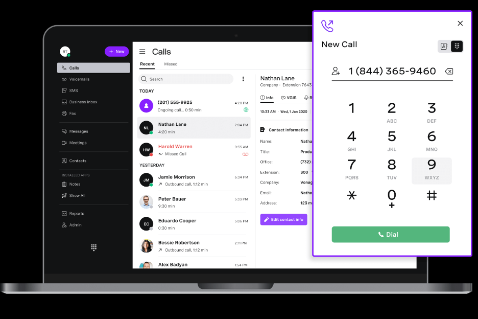 Vonage screenshot - Die 10 besten Bildschirmaufzeichnungssoftwares für Callcenter im Test 2026