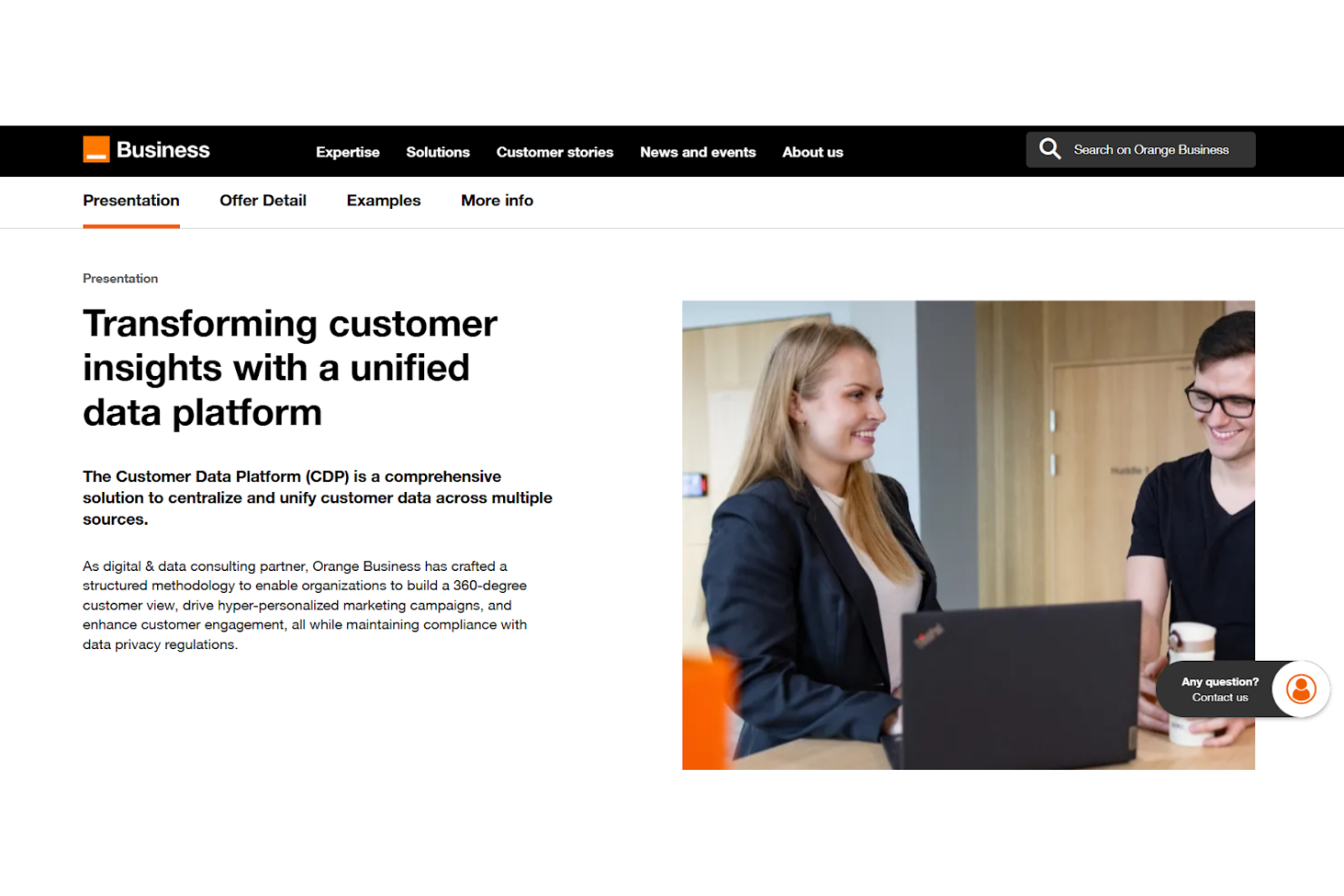 Orange Business screenshot - 10 meilleures plateformes de données clients en Belgique en 2026