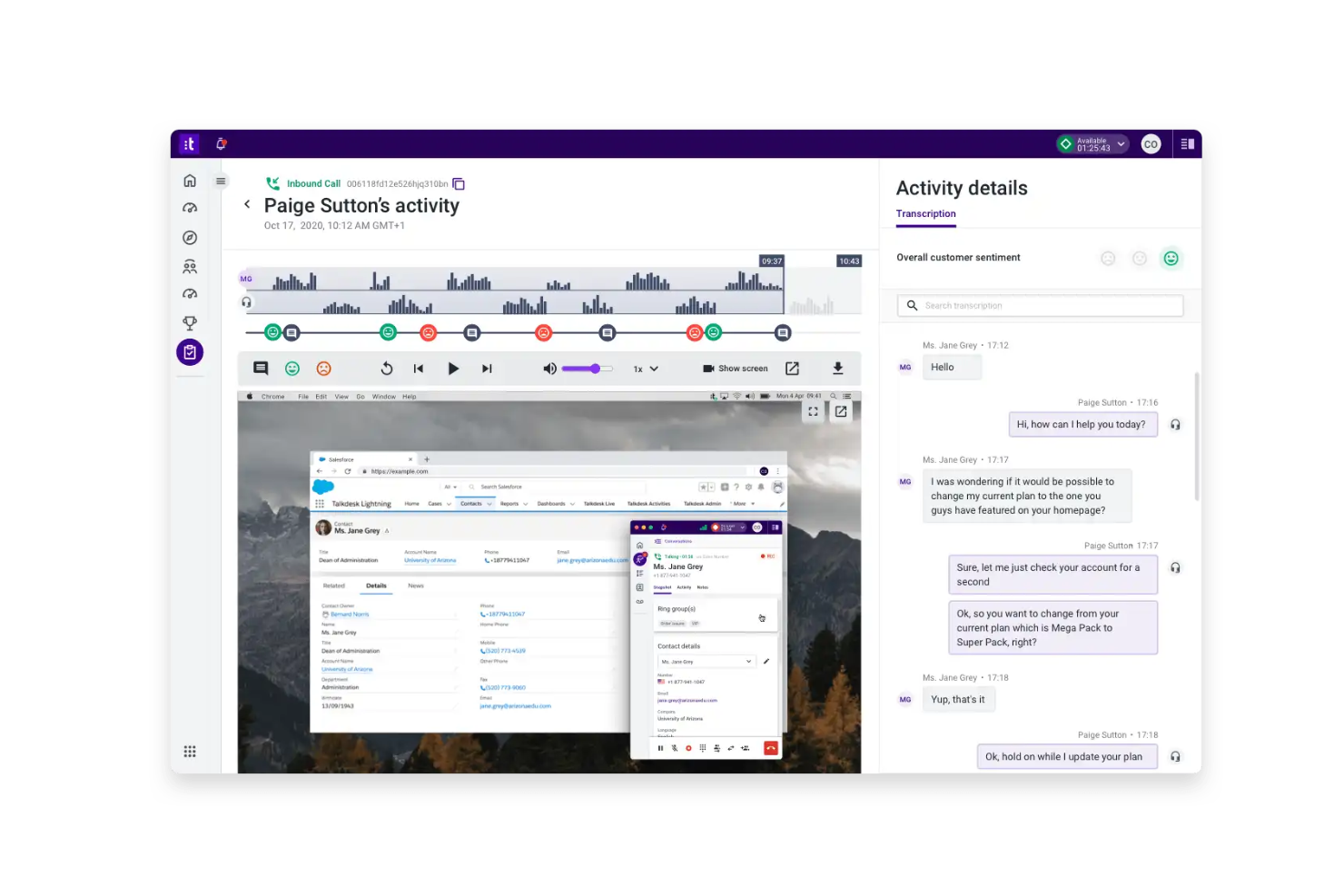 Talkdesk screenshot - Les 10 meilleurs logiciels d’enregistrement de centres d’appels évalués en 2026