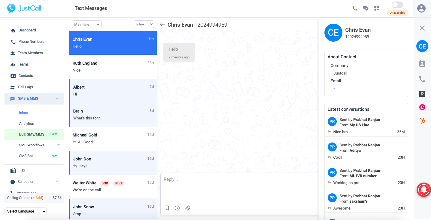 JustCall screenshot - 10 meilleurs agents d’appels IA évalués en 2026
