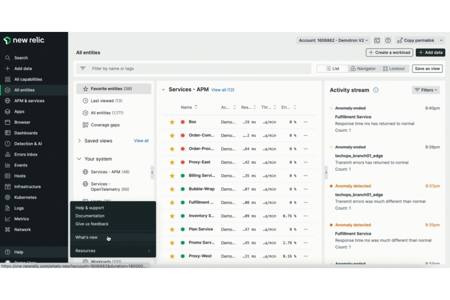 New Relic screenshot - 10 beste Tools für das digitale Erlebnis-Monitoring 2026