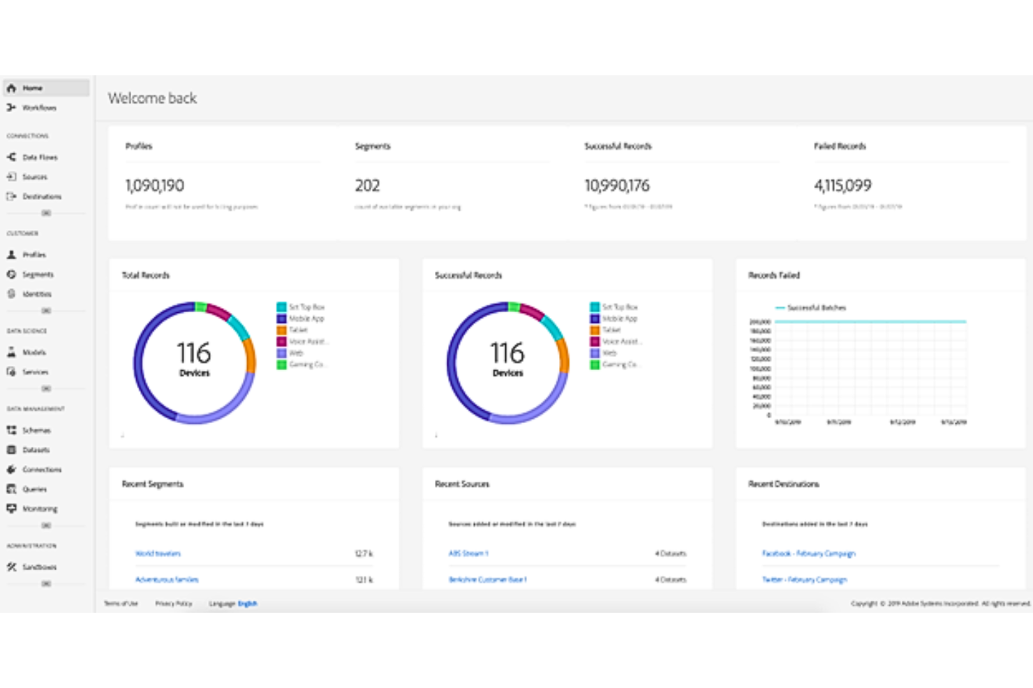 Adobe Real-Time CDP screenshot - 10 meilleures plateformes de données clients de 2026