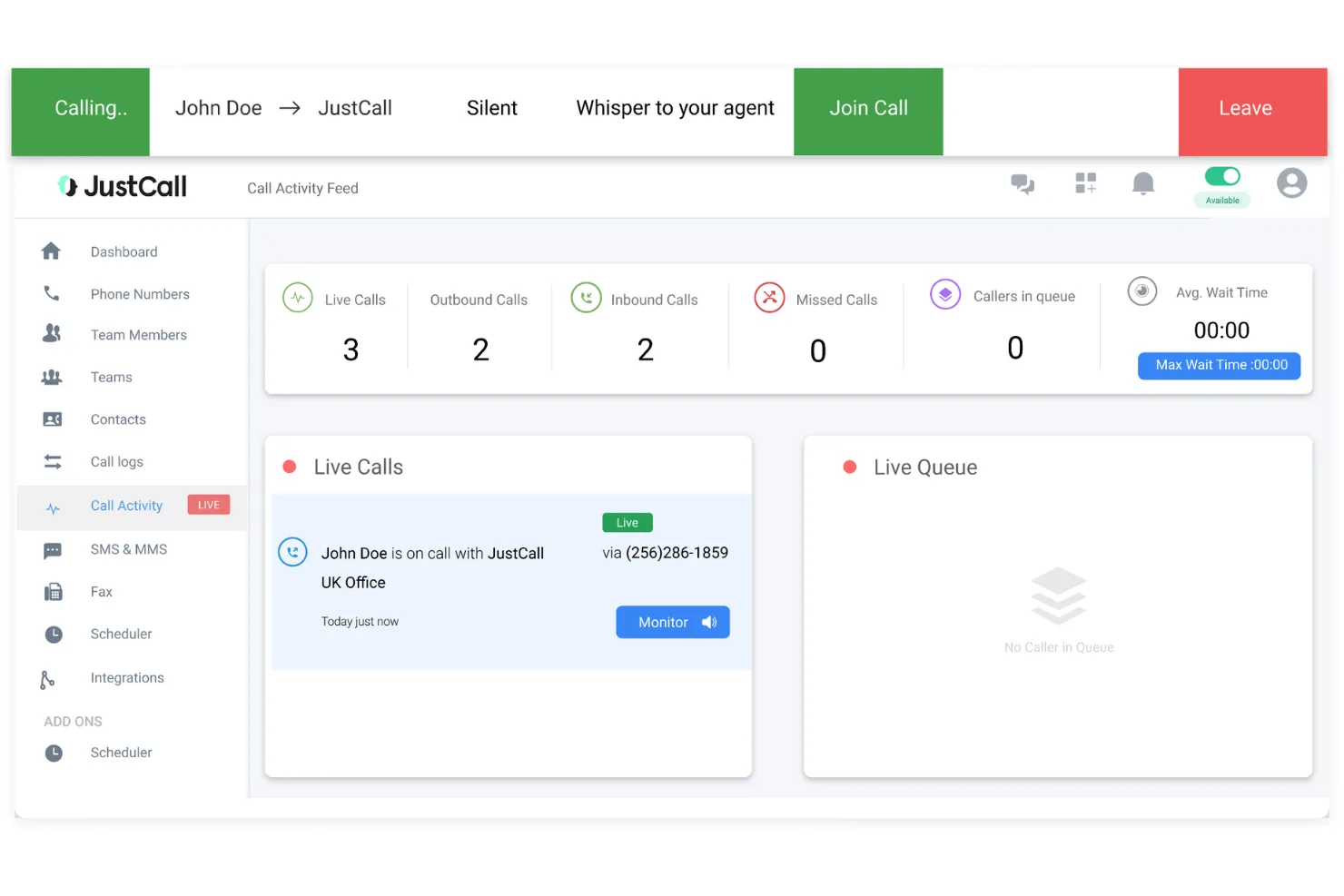 JustCall screenshot - 10 beste Callcenter-Skripting-Softwarelösungen des Jahres 2026