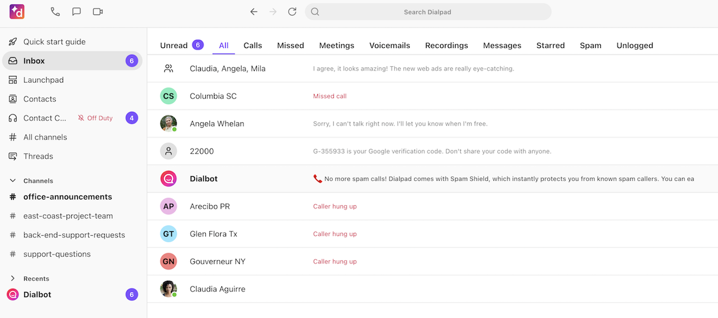 Dialpad screenshot - Die 10 besten Softwarelösungen für ausgehende Callcenter-Anrufe des Jahres 2026