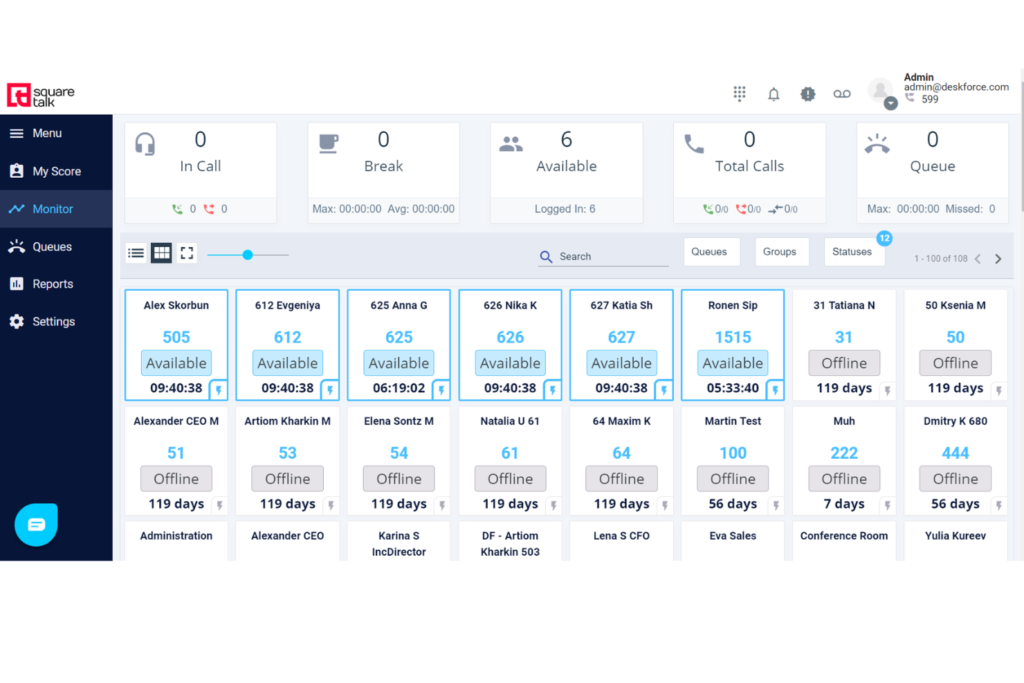 Squaretalk screenshot - Les 10 meilleurs logiciels de centre de contacts basés sur le cloud de 2026
