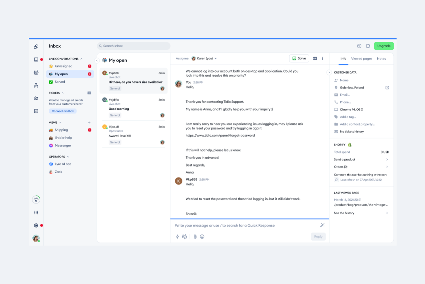 Tidio screenshot - 10 meilleures bases de connaissances de service d’assistance de 2026 : comparatif