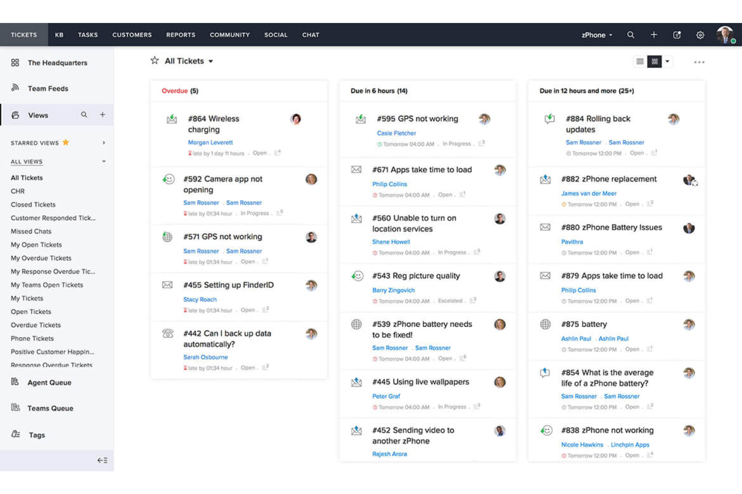 Zoho Desk screenshot - 10 meilleurs logiciels de gestion des e-mails du service client en 2026