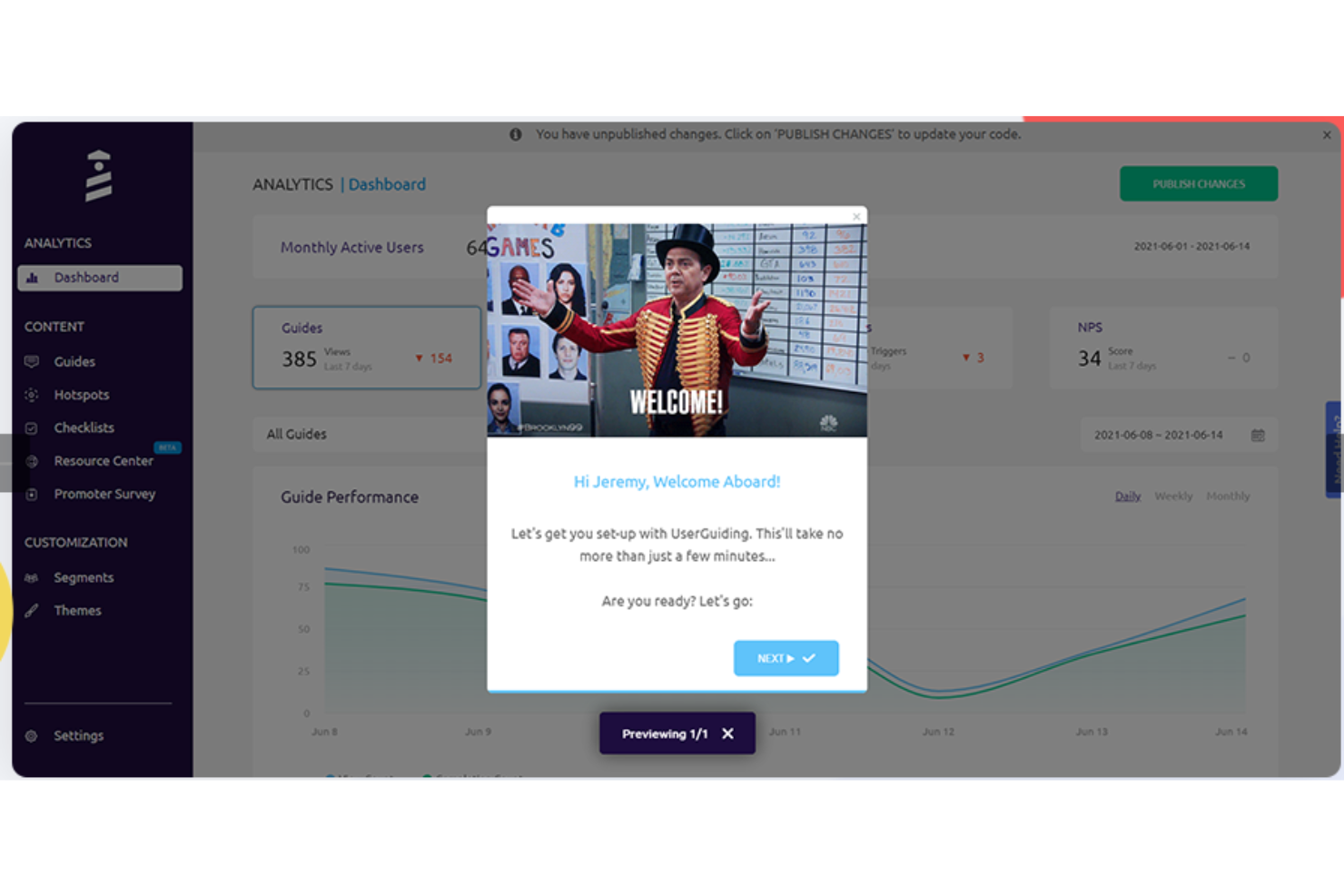 UserGuiding screenshot - 10 beste Softwarelösungen für das Kunden-Onboarding im Jahr 2026