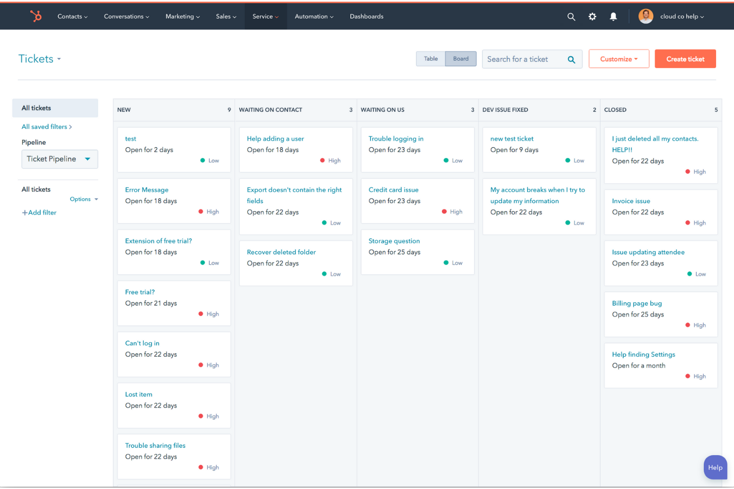 HubSpot Service Hub screenshot - 10 concurrents de Freshworks pour le service client en 2026