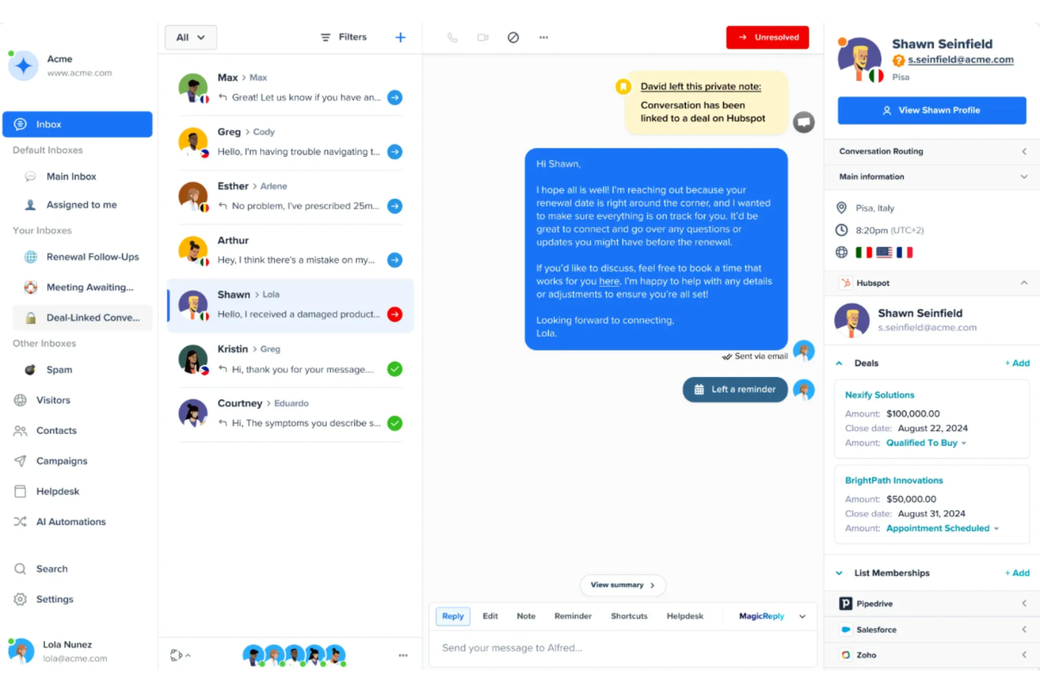 Crisp screenshot - 10 meilleures alternatives à Kayako pour le support client en 2026