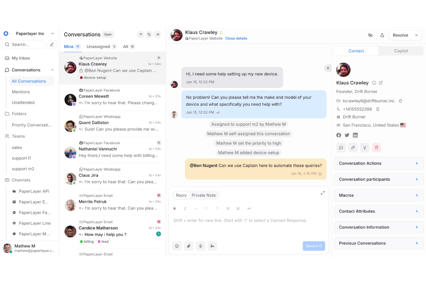 Chatwoot screenshot - 10 meilleures alternatives à Kayako pour le support client en 2026