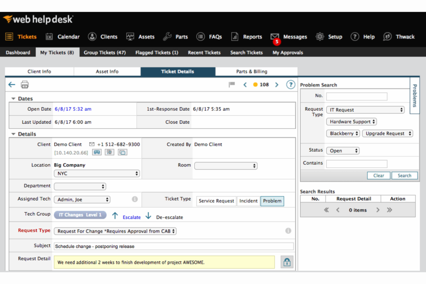 SolarWinds Web Help Desk screenshot - 10 beste osTicket-Alternativ-Tools für den Support im Jahr 2026