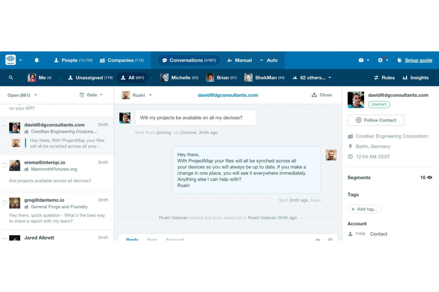 Intercom screenshot - 10 beste Alternativen zu Zoho Desk für den Support im Jahr 2026