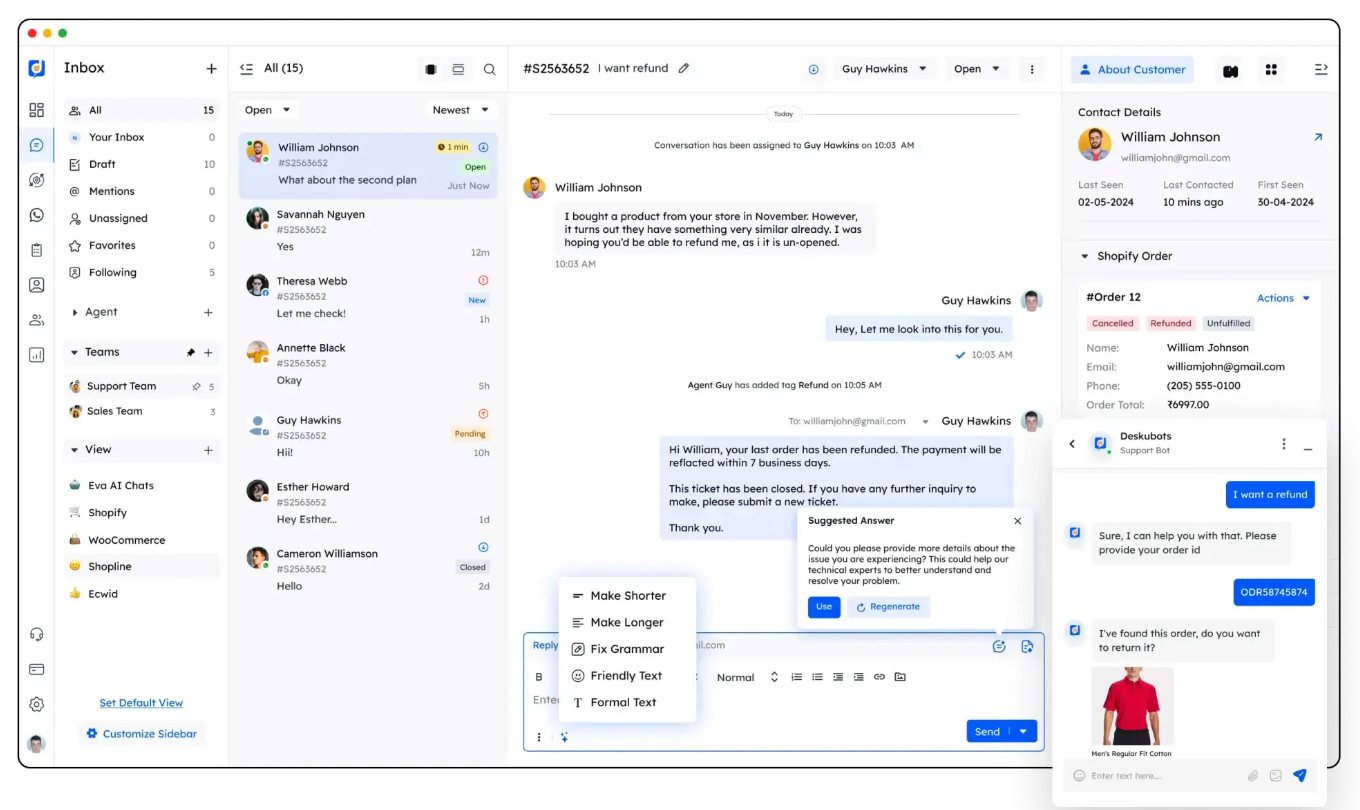 Desku.io screenshot - 10 meilleures alternatives à Freshdesk évaluées en 2026