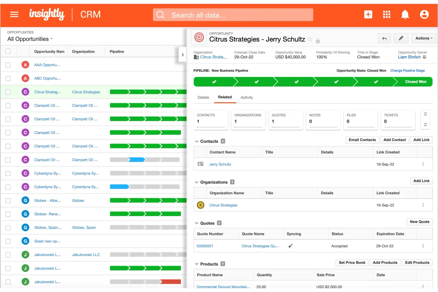 Insightly screenshot - 10 meilleures alternatives à Zoho CRM pour le service client en 2026