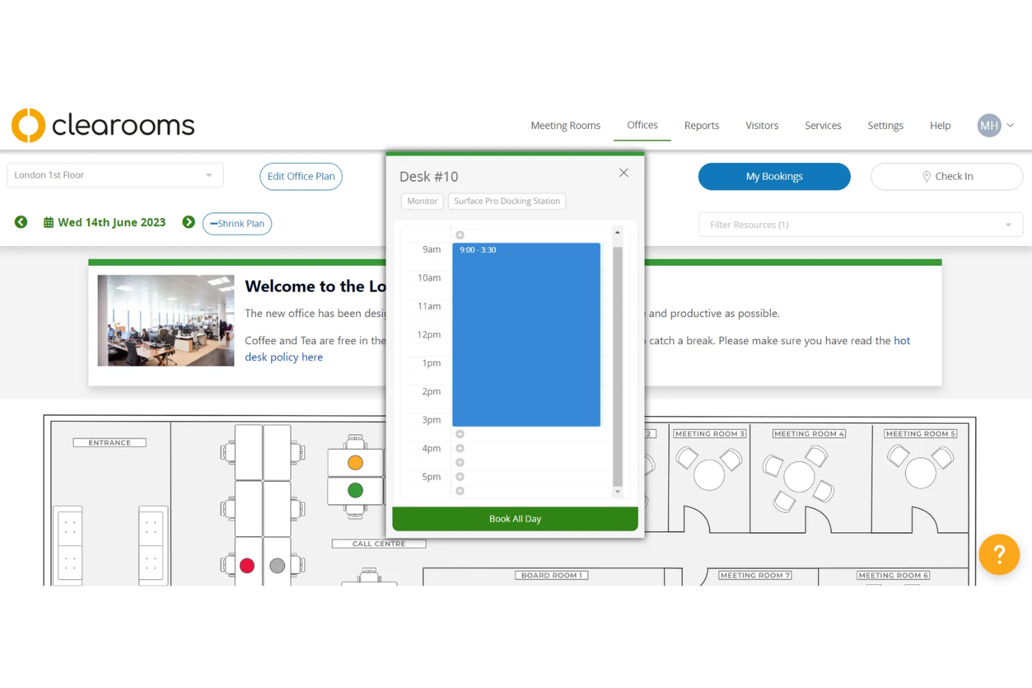 Clearooms screenshot - Los 10 mejores programas empresariales para reservar escritorios flexibles en 2026