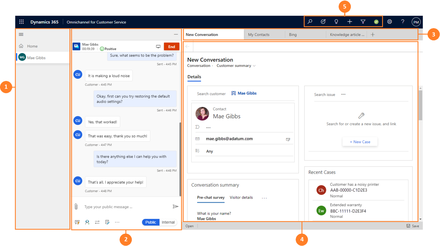 Microsoft Dynamics 365 Customer Service screenshot - 10 alternativas a HubSpot Service Hub que considerar en 2026