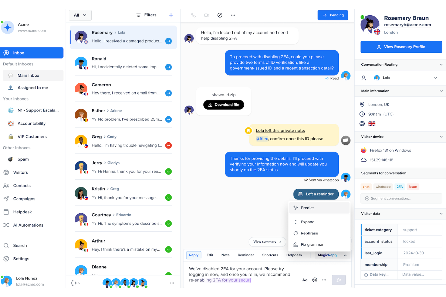 Crisp screenshot - Los 10 mejores programas gratuitos de chat en vivo en 2026