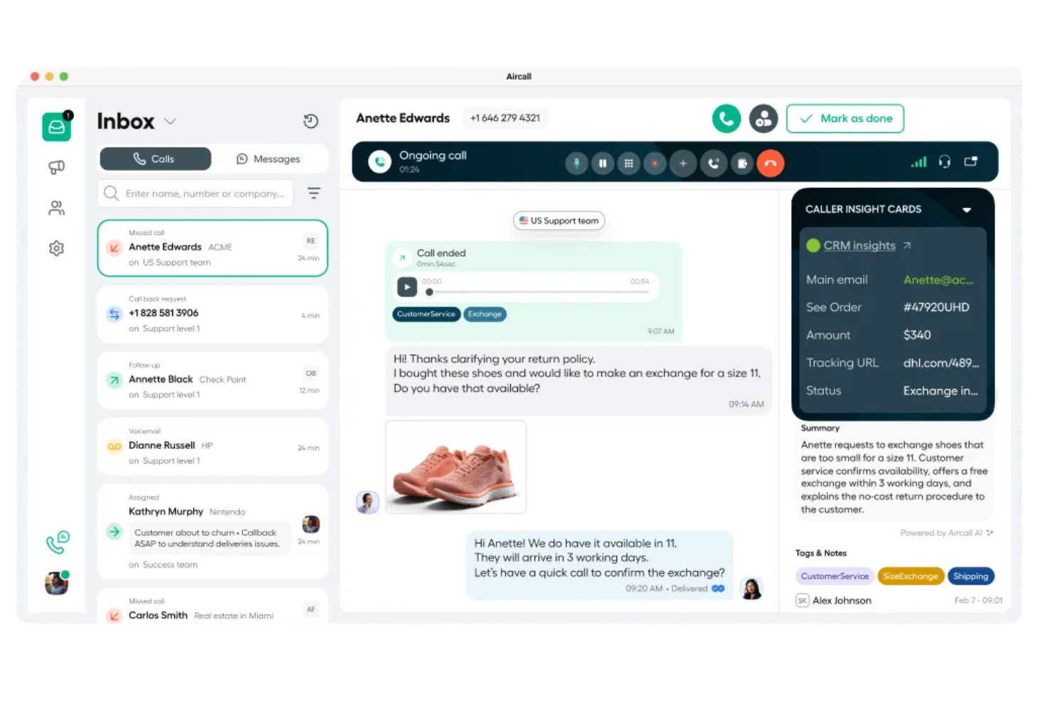 Aircall screenshot - I 10 migliori software VoIP nel 2026