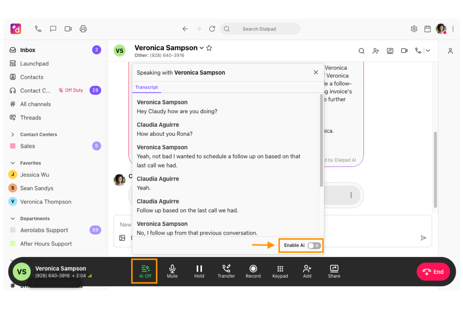 Dialpad screenshot - I 10 migliori software VoIP nel 2026