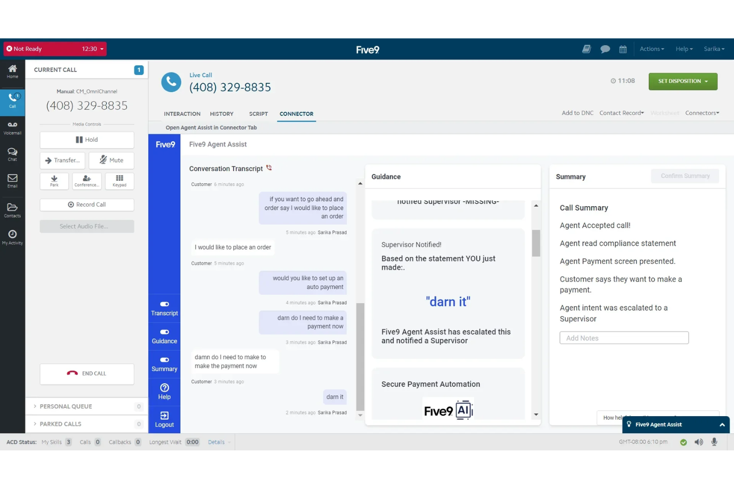 Five9 screenshot - 10 migliori alternative a Vonage per i telefoni aziendali nel 2026