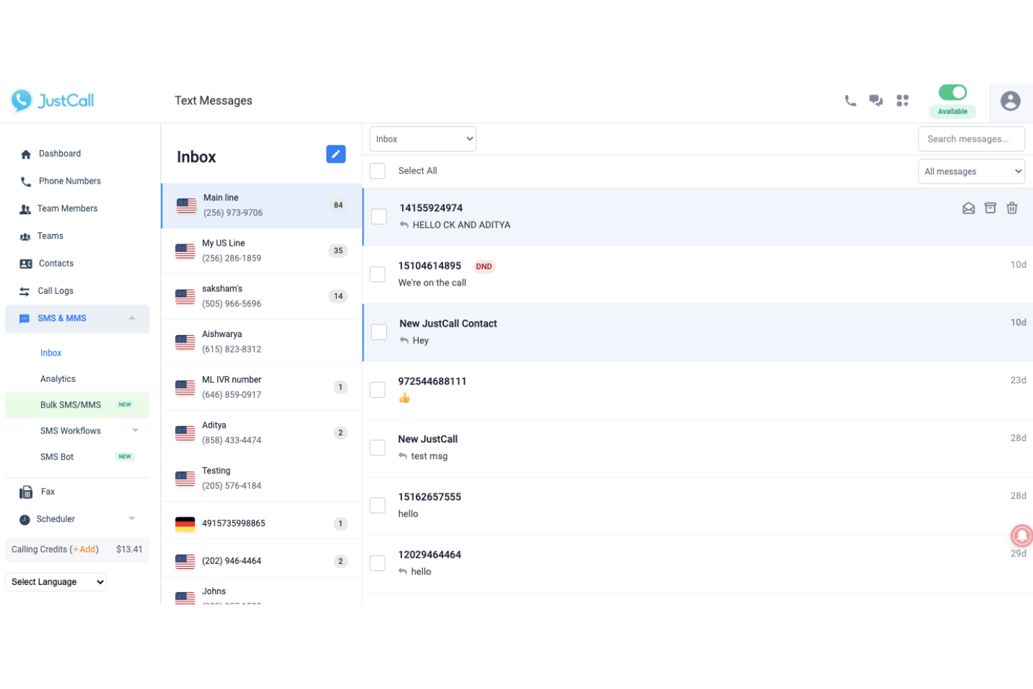 JustCall screenshot - Le 10 migliori alternative a Kixie per le chiamate di vendita nel 2026