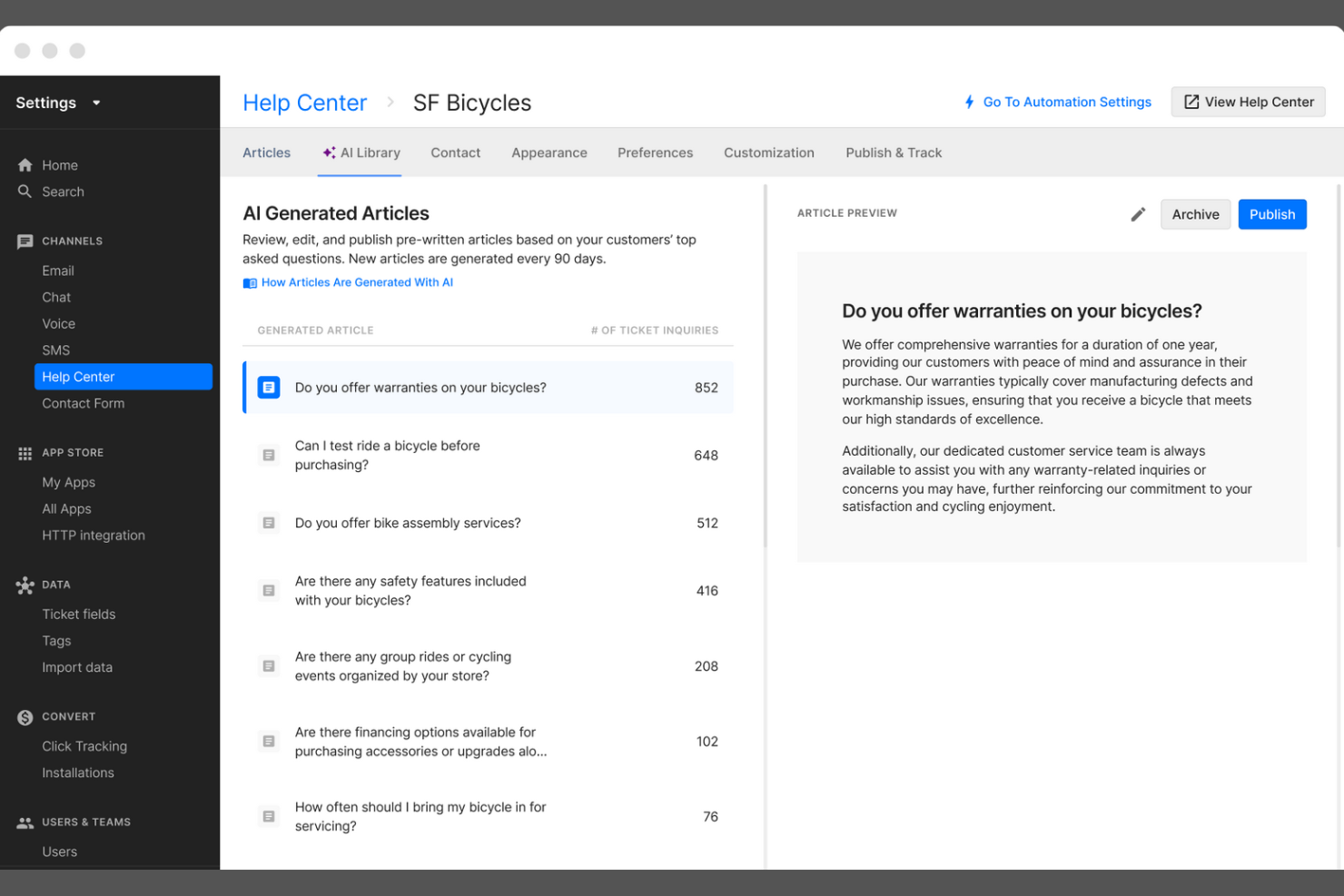 Gorgias screenshot - Le 10 migliori piattaforme di autoassistenza clienti basate sull’IA nel 2026