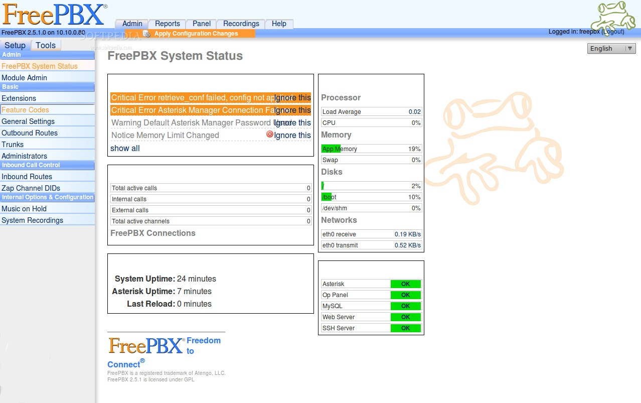 Asterisk screenshot - 10 scelte di software gratuiti per centri di assistenza telefonica per il 2026