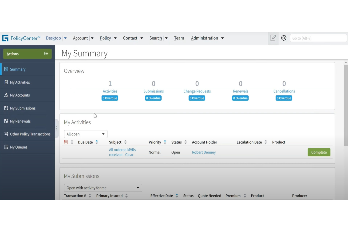 Guidewire screenshot - Le 10 migliori piattaforme di dati dei clienti per le assicurazioni nel 2026