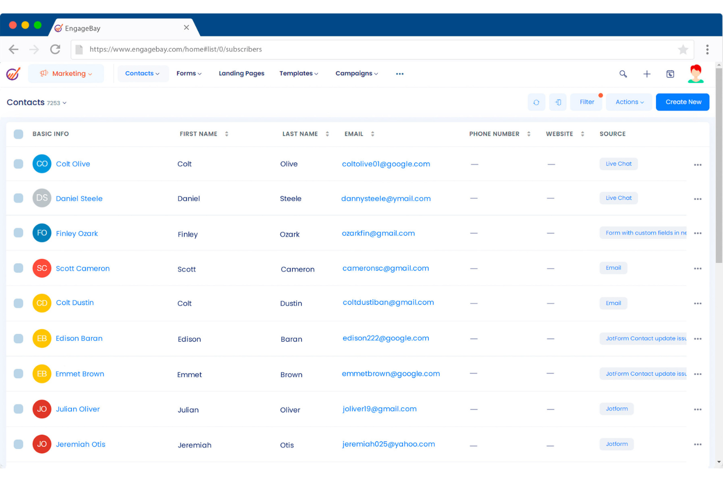 EngageBay screenshot - Las 10 mejores alternativas a Groove para la atención al cliente en 2026